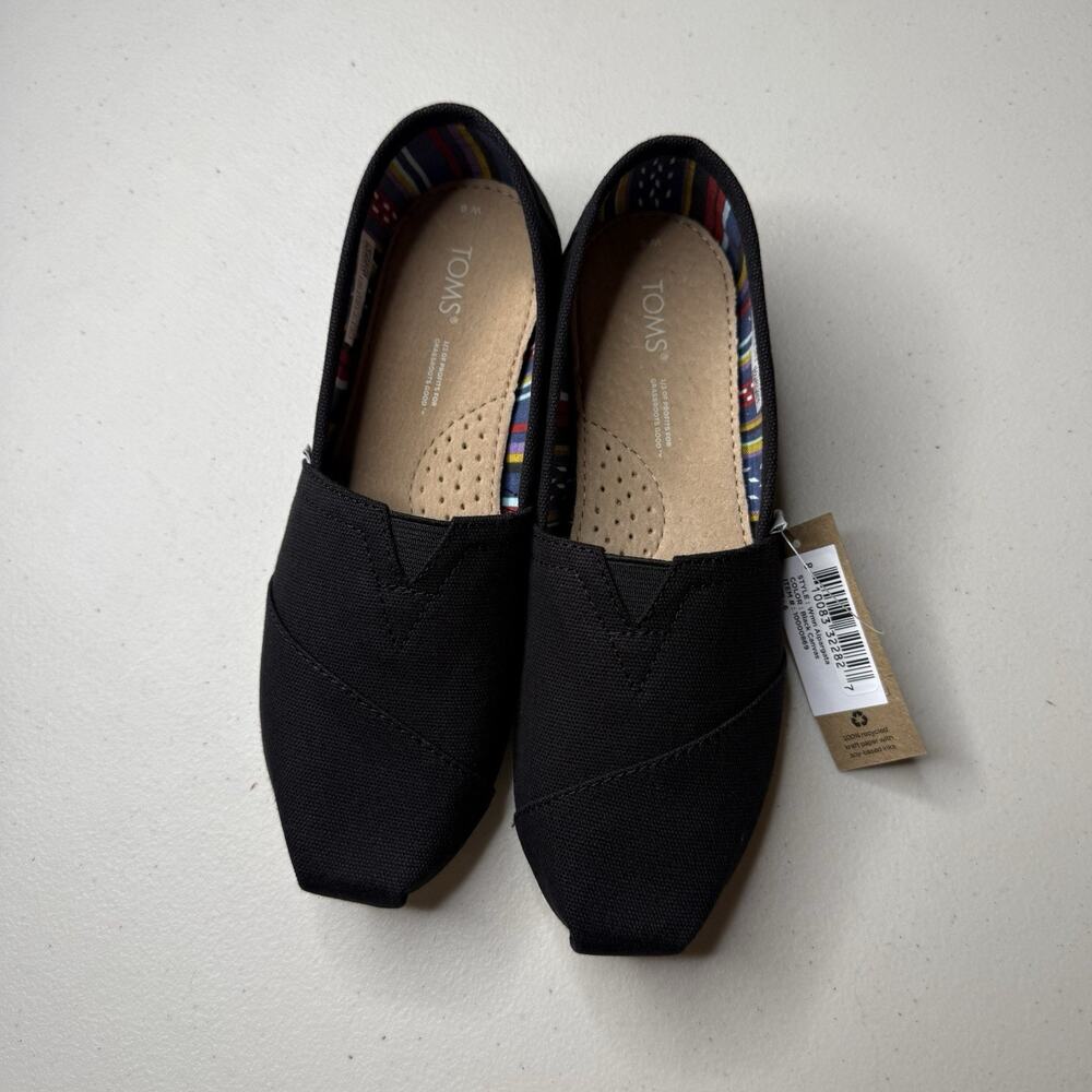 Toms Alpargata Slip-on Shoes Womens 6 Black Canvas